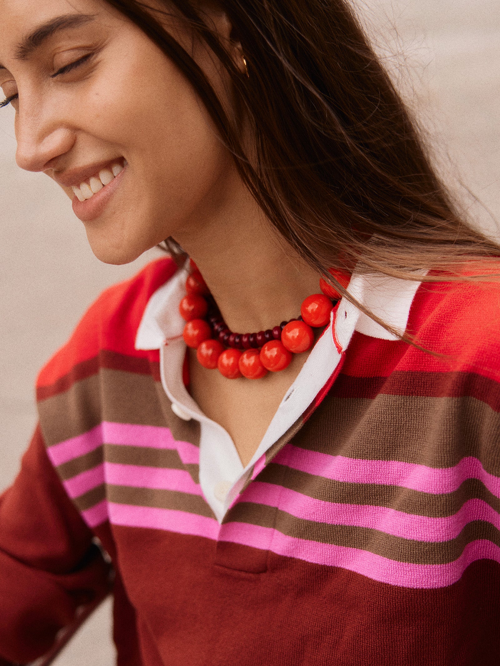 Jane Beaded Necklace - Red Jasper