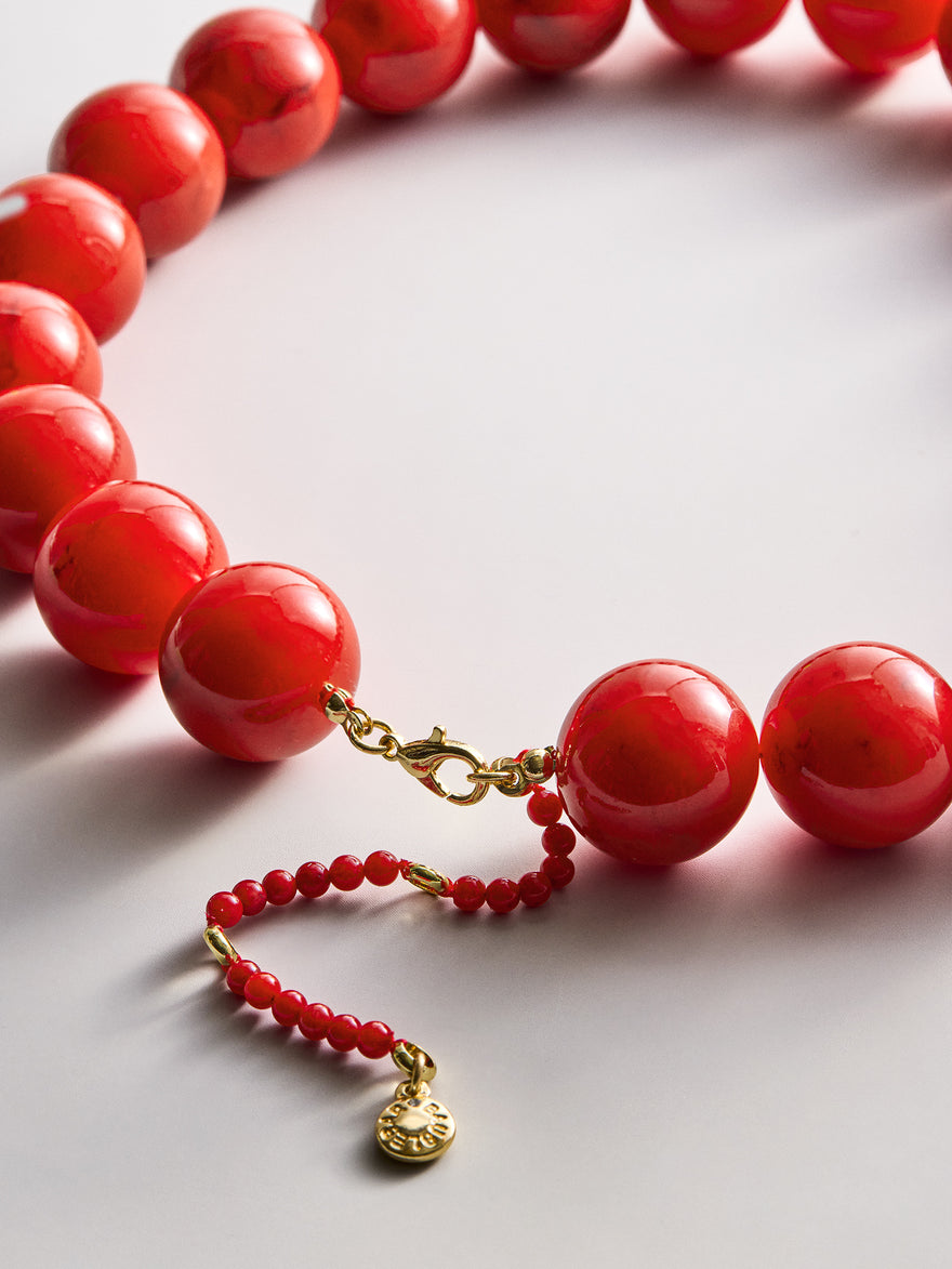 Jane Beaded Necklace - Red Jasper