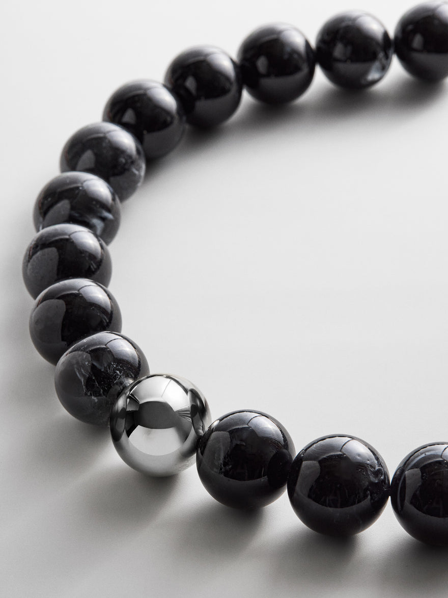 Jane Beaded Necklace - Obsidian
