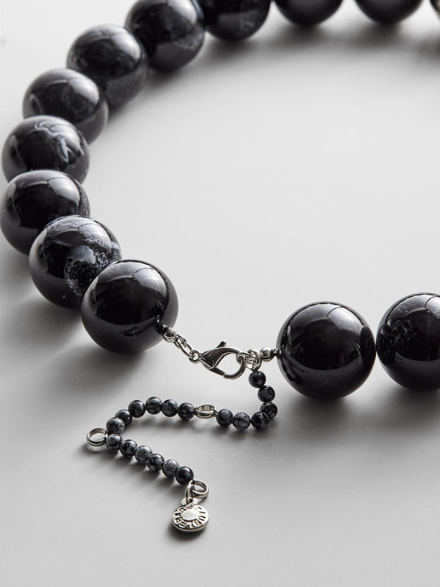 Jane Beaded Necklace - Obsidian