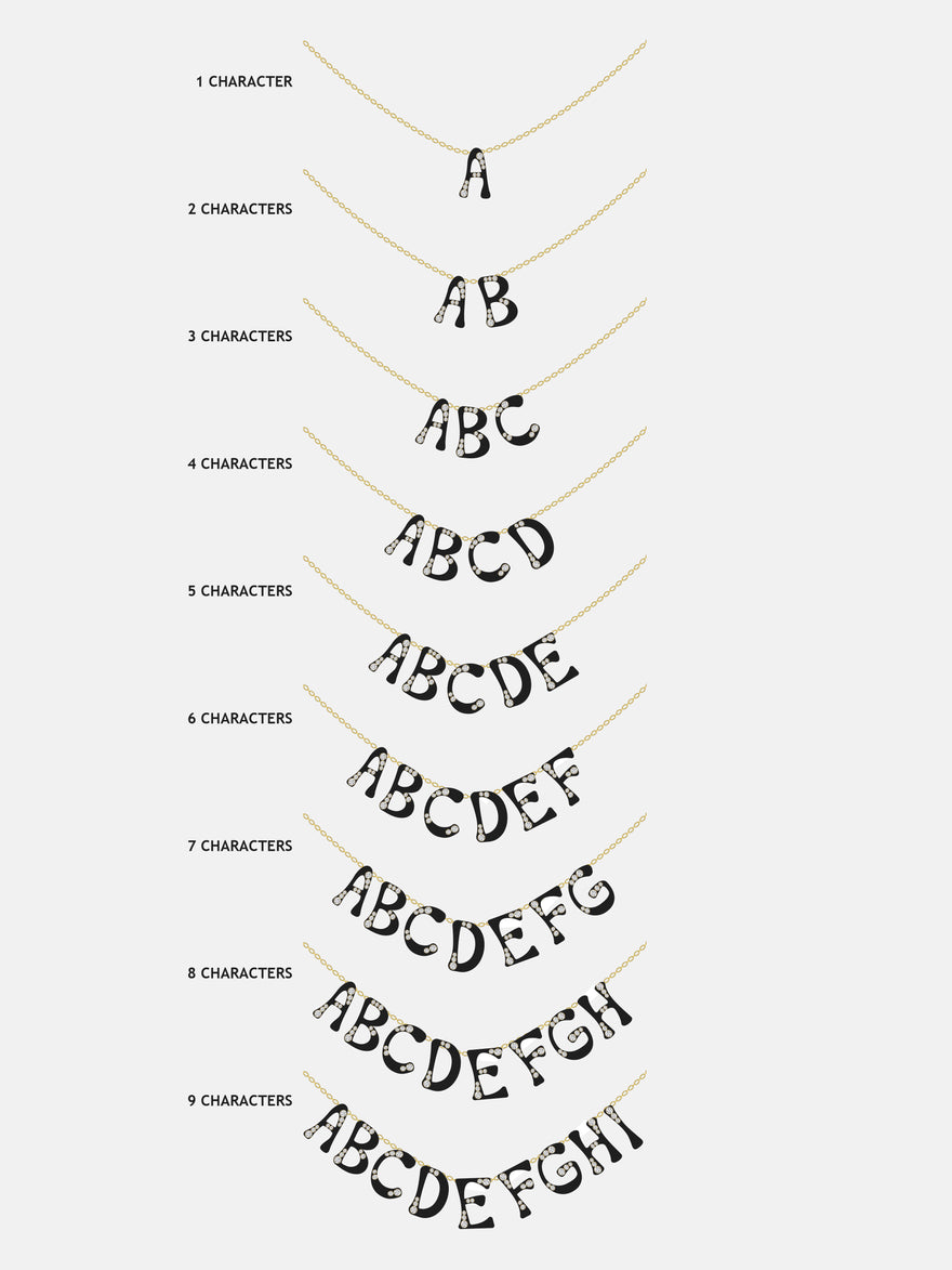 Organic Letter Custom Necklace - Gold/Pavé