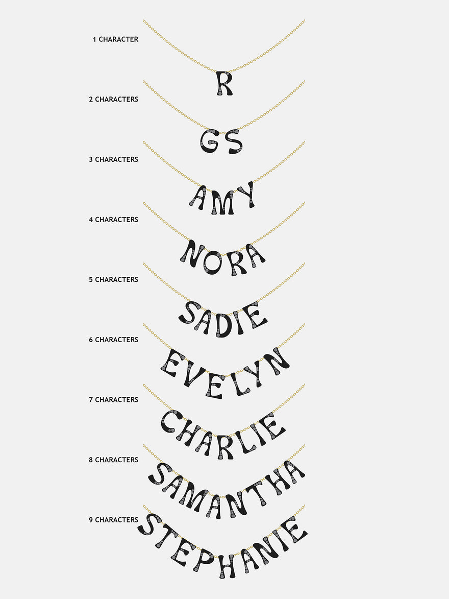 Organic Letter Custom Necklace - Gold/Pavé