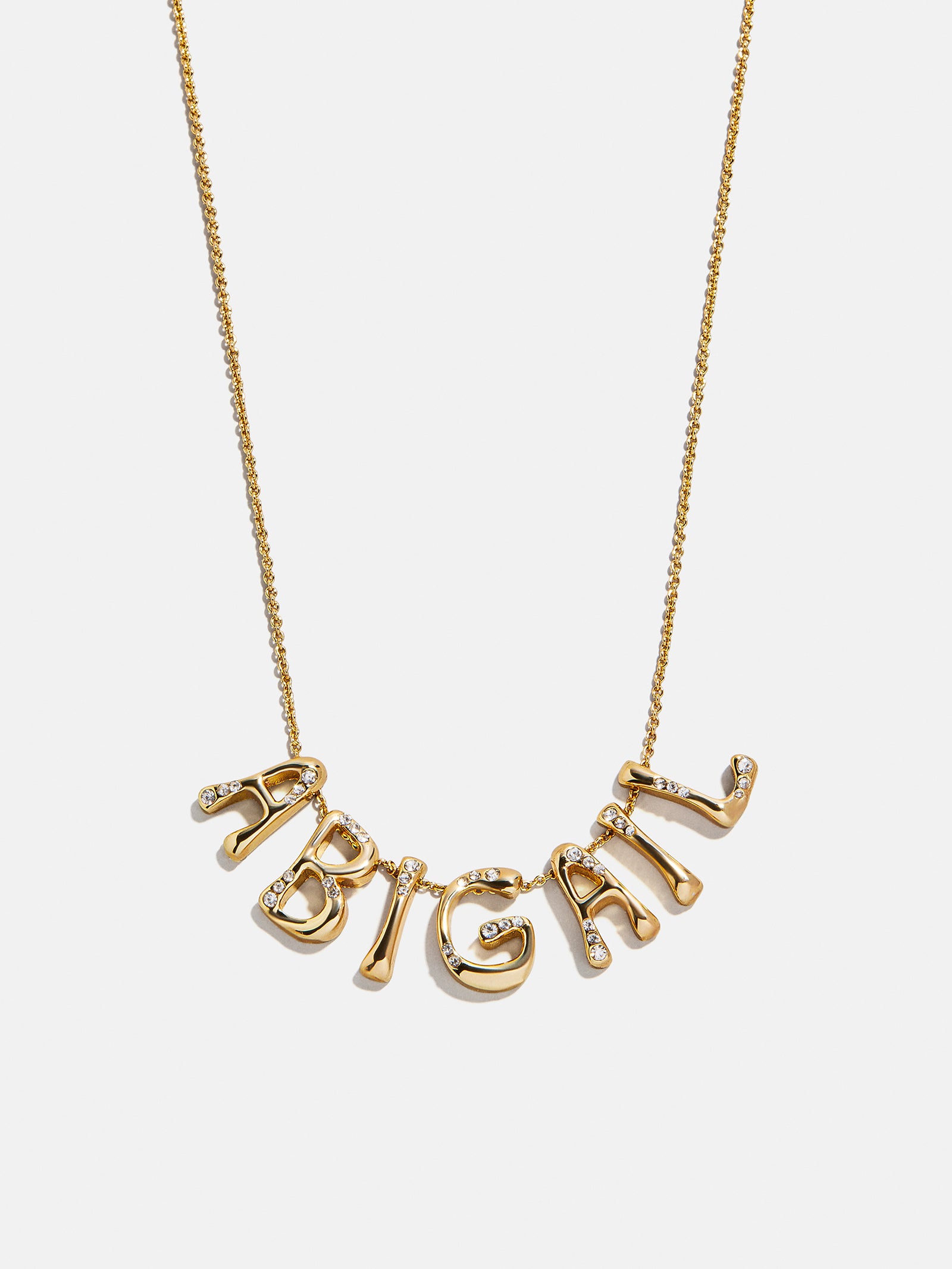 Organic Letter Custom Necklace - Gold/Pavé