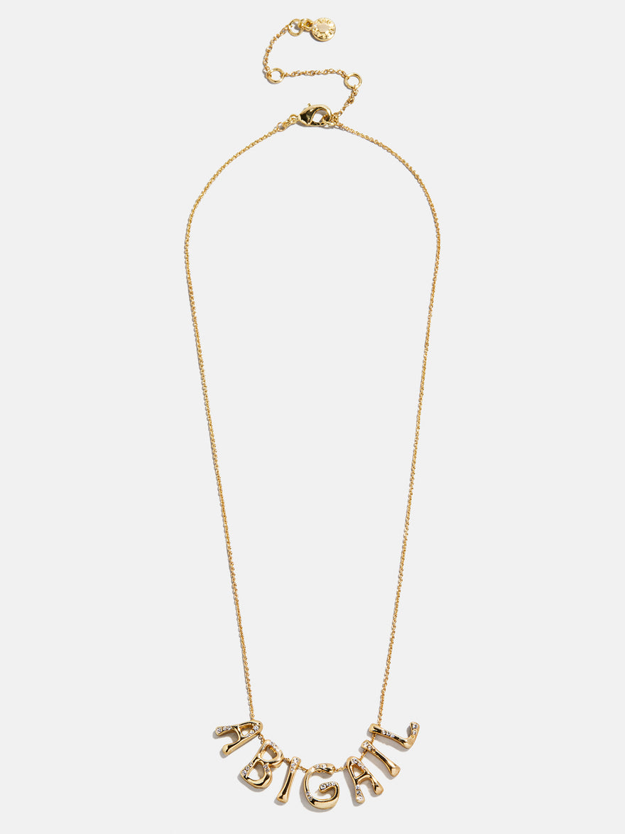 Organic Letter Custom Necklace - Gold/Pavé