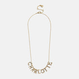 Organic Letter Custom Necklace - Gold/Pavé