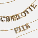 Organic Letter Custom Necklace - Gold/Pavé