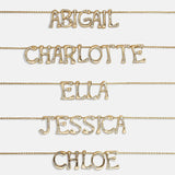 Organic Letter Custom Necklace - Gold/Pavé