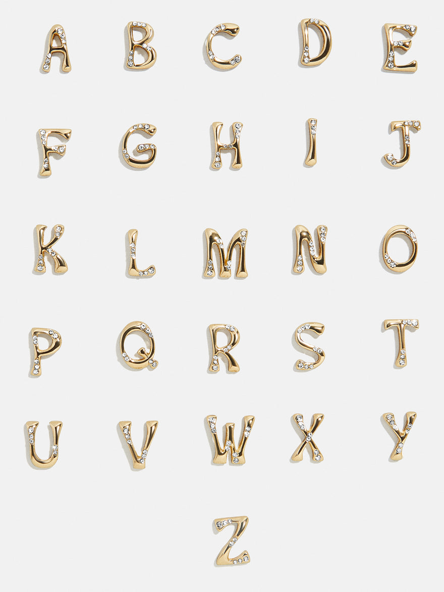 Organic Letter Custom Necklace - Gold/Pavé