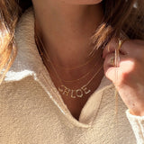Organic Letter Custom Necklace - Gold/Pavé