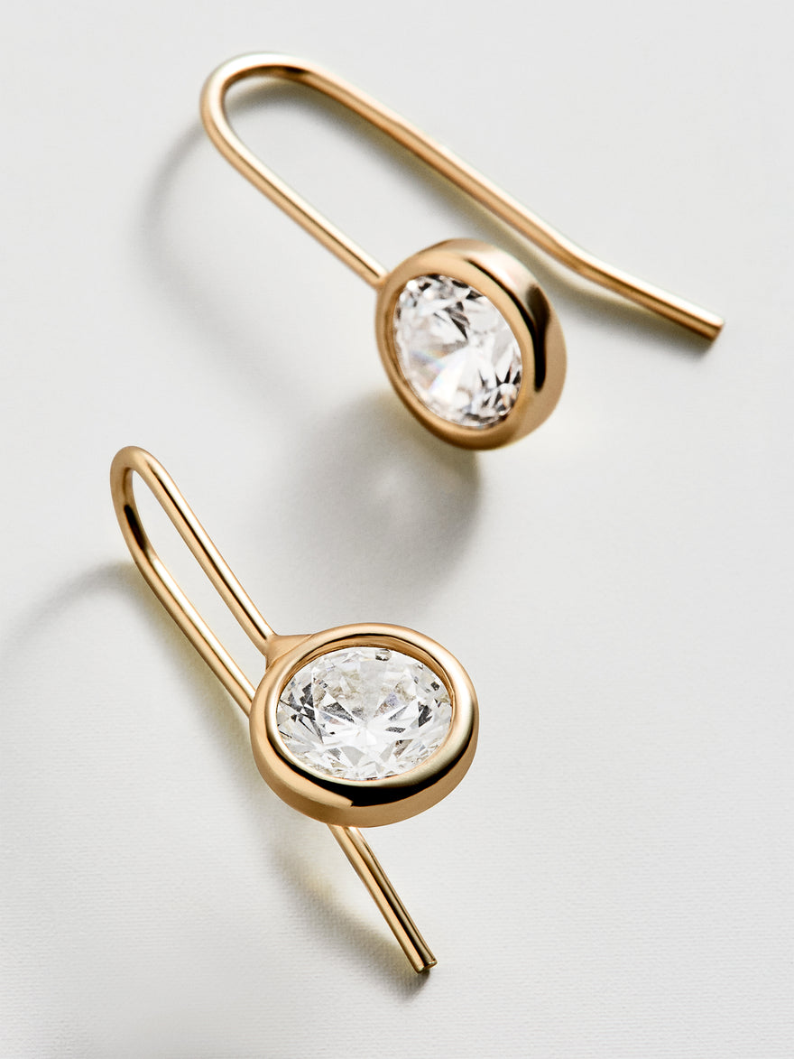 Fallon 14K Gold Bezel Earrings - 8MM Stone