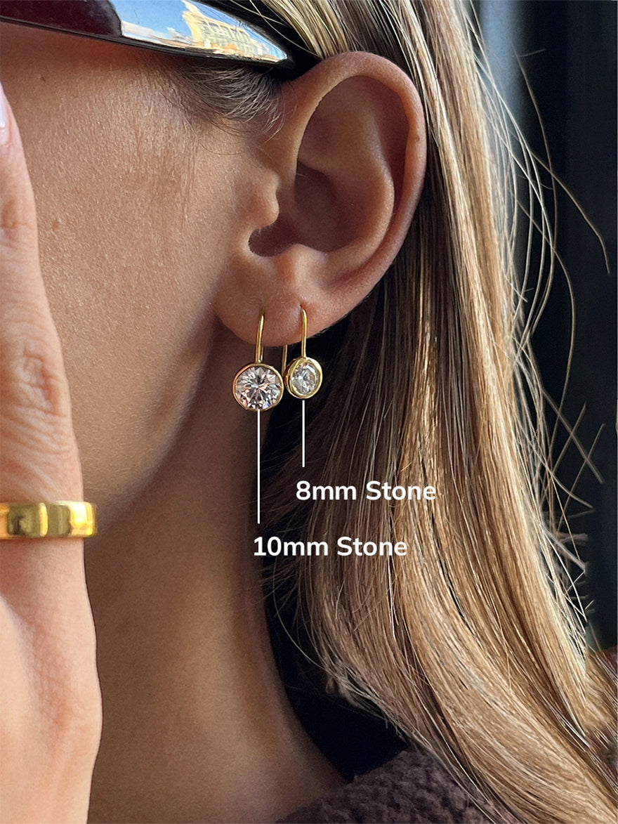 Fallon 18K Gold Bezel Earrings - 10MM Stone