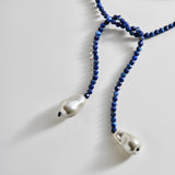 Semi-Precious Pearl Wrap Necklace - Lapis