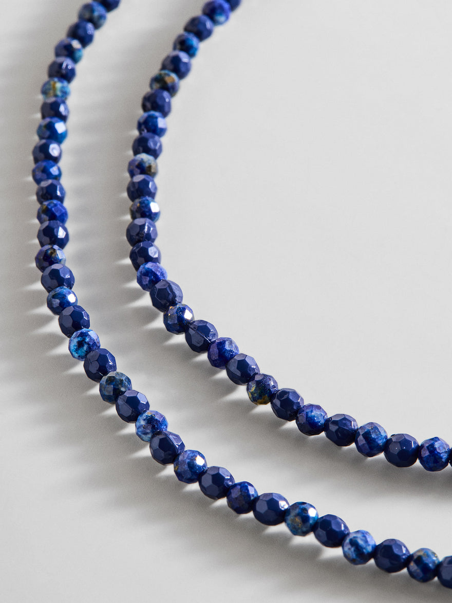 Semi-Precious Pearl Wrap Necklace - Lapis
