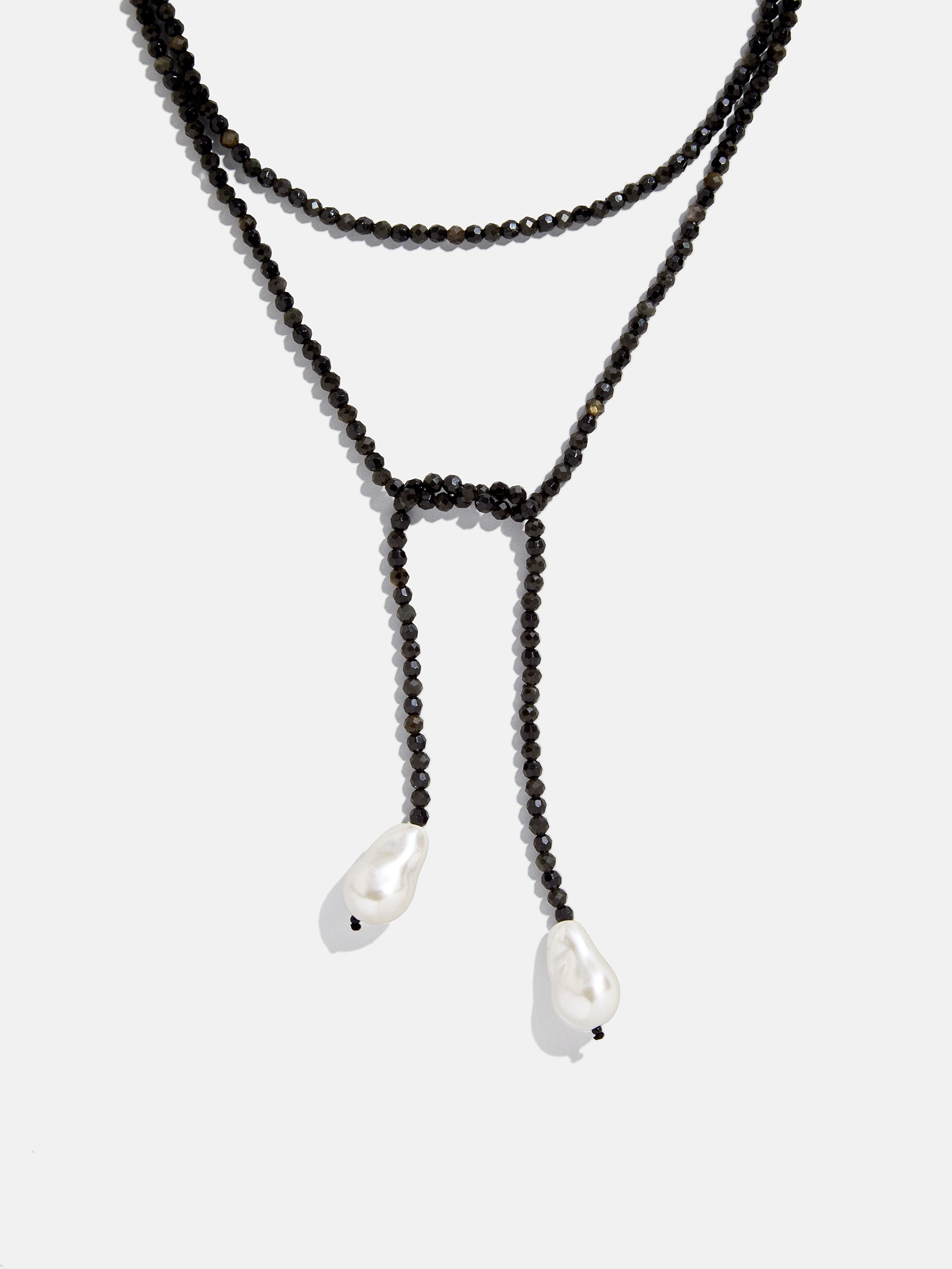 Semi-Precious Pearl Wrap Necklace - Onyx