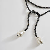 Semi-Precious Pearl Wrap Necklace - Onyx