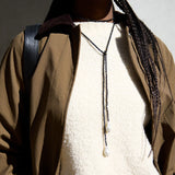 Semi-Precious Pearl Wrap Necklace - Onyx