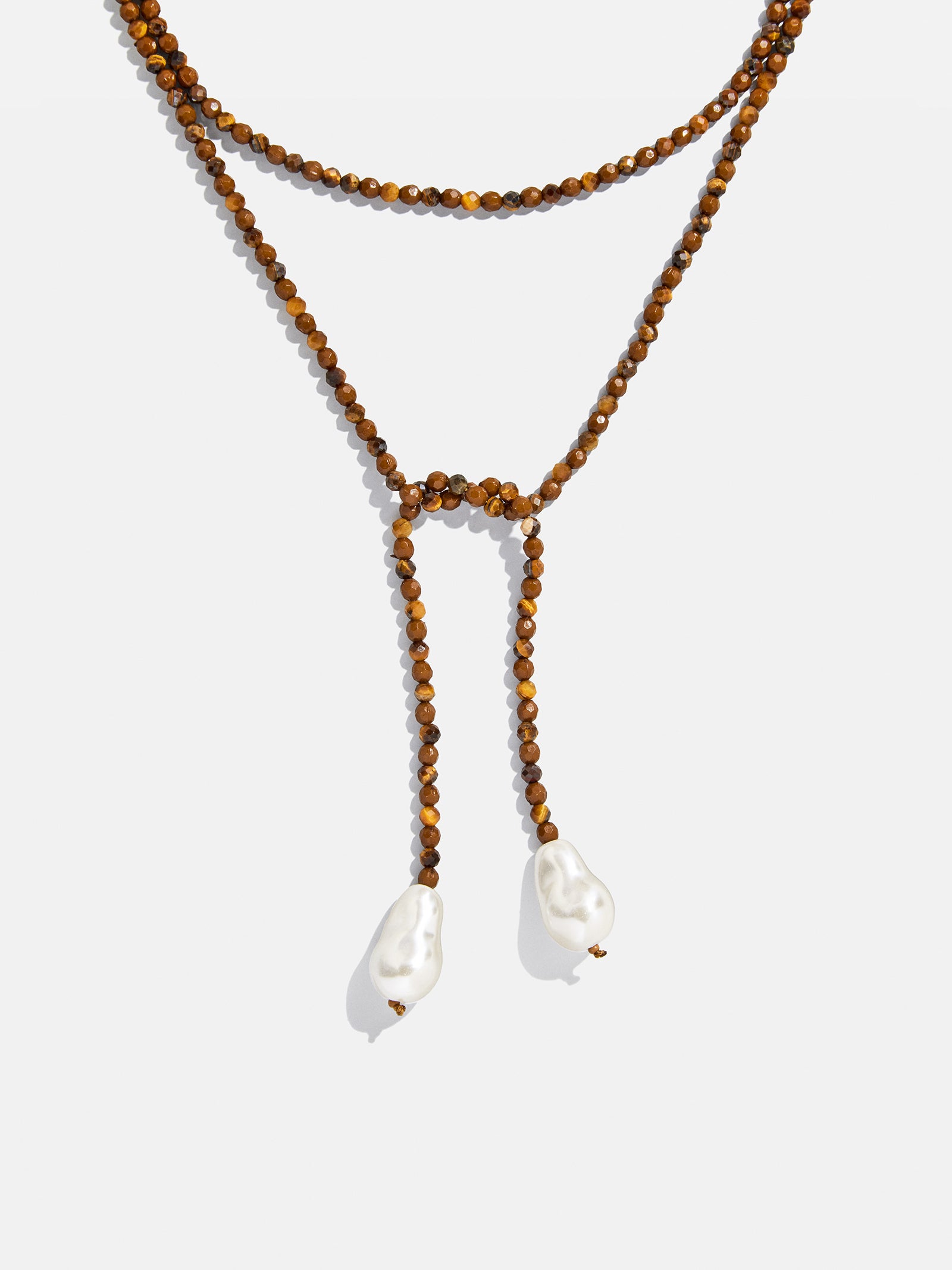Semi-Precious Pearl Wrap Necklace - Tiger's Eye