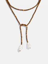 BaubleBar Semi-Precious Pearl Wrap Necklace - Tiger's Eye - 
    Beaded necklace with baroque pearls
  
