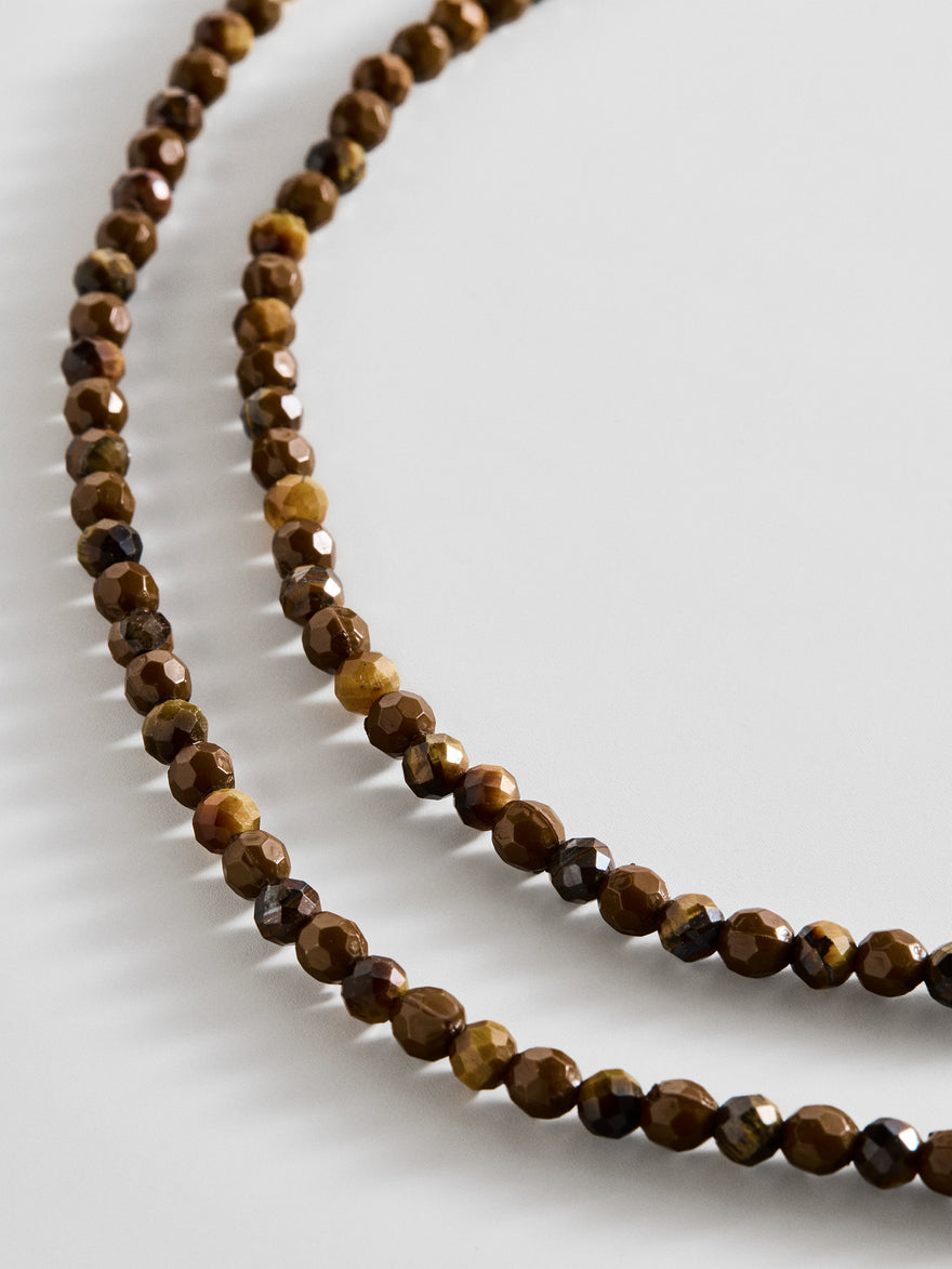 Semi-Precious Pearl Wrap Necklace - Tiger's Eye