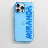 Fine Line Custom iPhone Case - Transparent Blue/Cobalt Blue