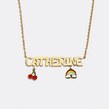 Waterproof Kids’ Custom Nameplate Charm Necklace - Gold