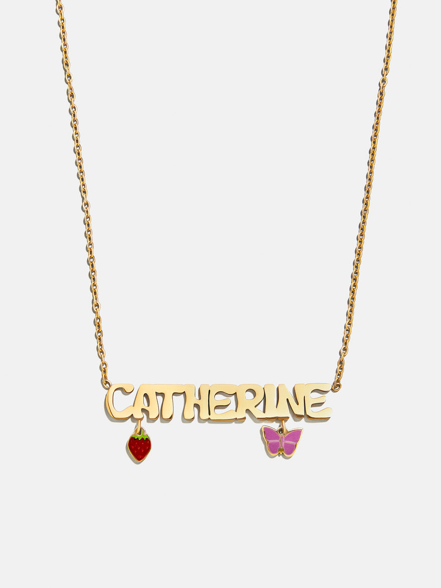 Waterproof Kids’ Custom Nameplate Charm Necklace - Gold
