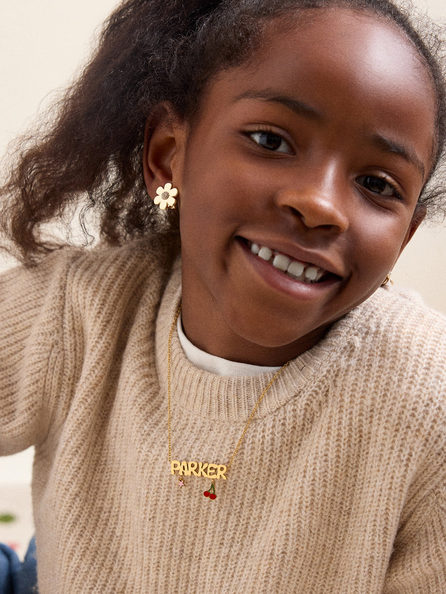 Waterproof Kids’ Custom Nameplate Charm Necklace - Gold