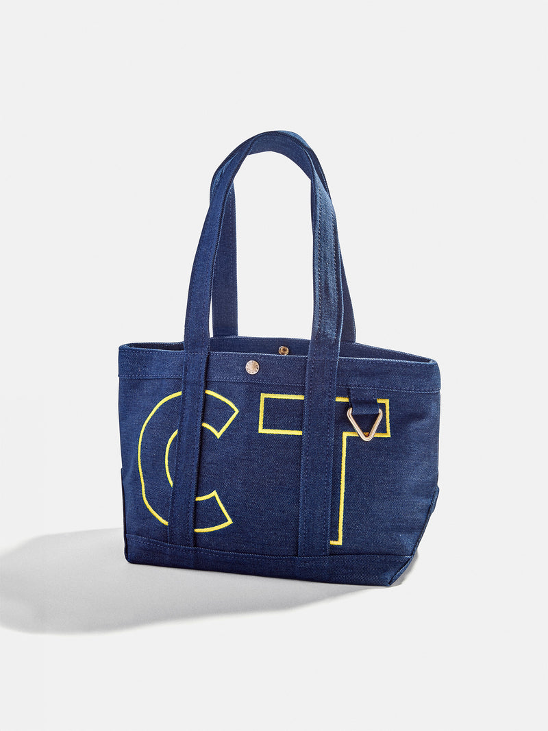 BaubleBar Butter Yellow - 
    Personalized canvas tote bag with custom embroidered initials 
  
