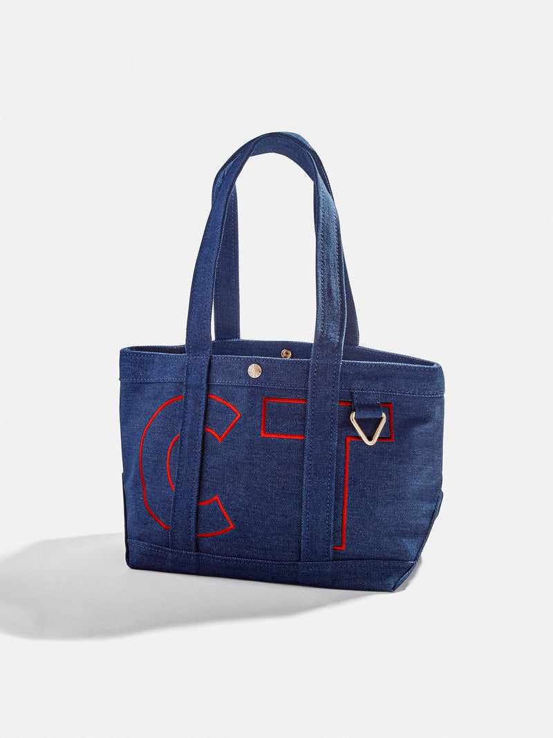 BaubleBar Cherry Red - 
    Personalized canvas tote bag with custom embroidered initials 
  

