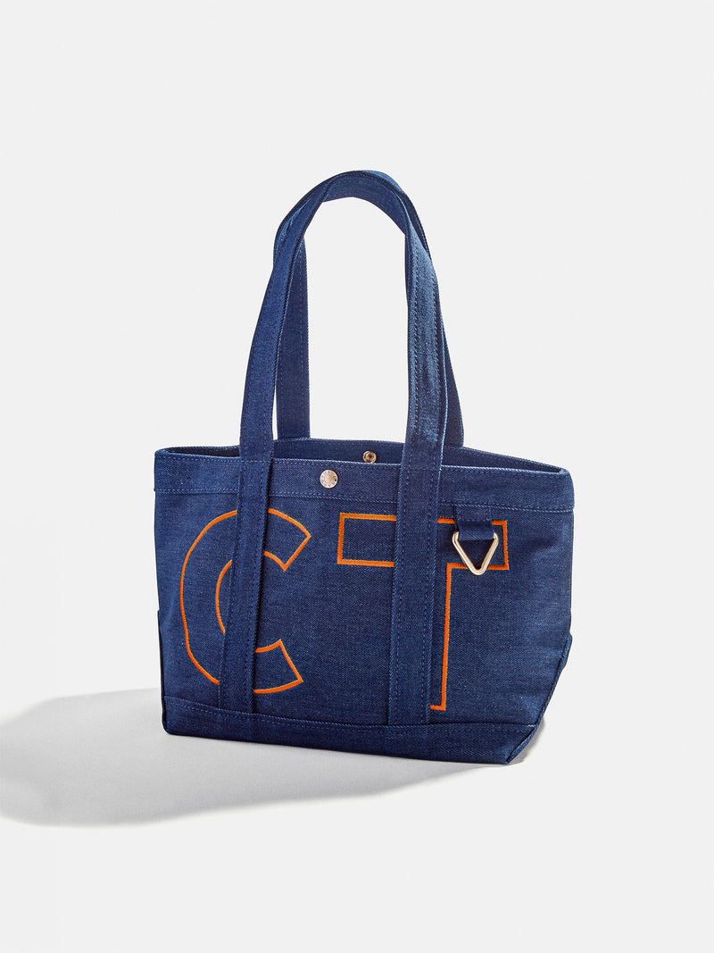 BaubleBar Tangerine Orange - 
    Personalized canvas tote bag with custom embroidered initials 
  
