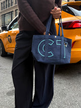 BaubleBar Hot Pink - 
    Personalized canvas tote bag with custom embroidered initials 
  
