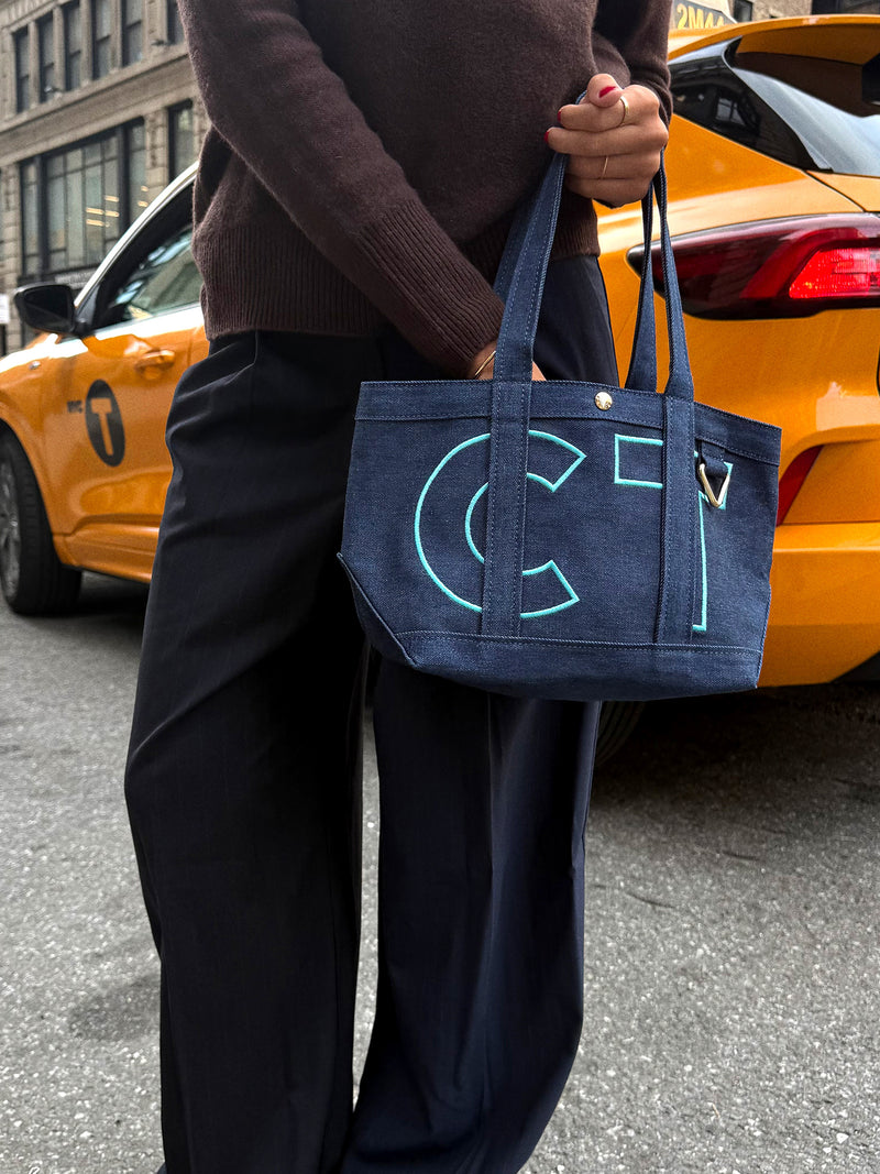 BaubleBar Kelly Green - 
    Personalized canvas tote bag with custom embroidered initials 
  
