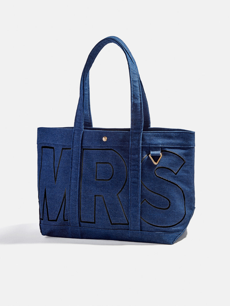 BaubleBar Jet Black - 
    Personalized canvas tote bag with custom embroidered initials 
  
