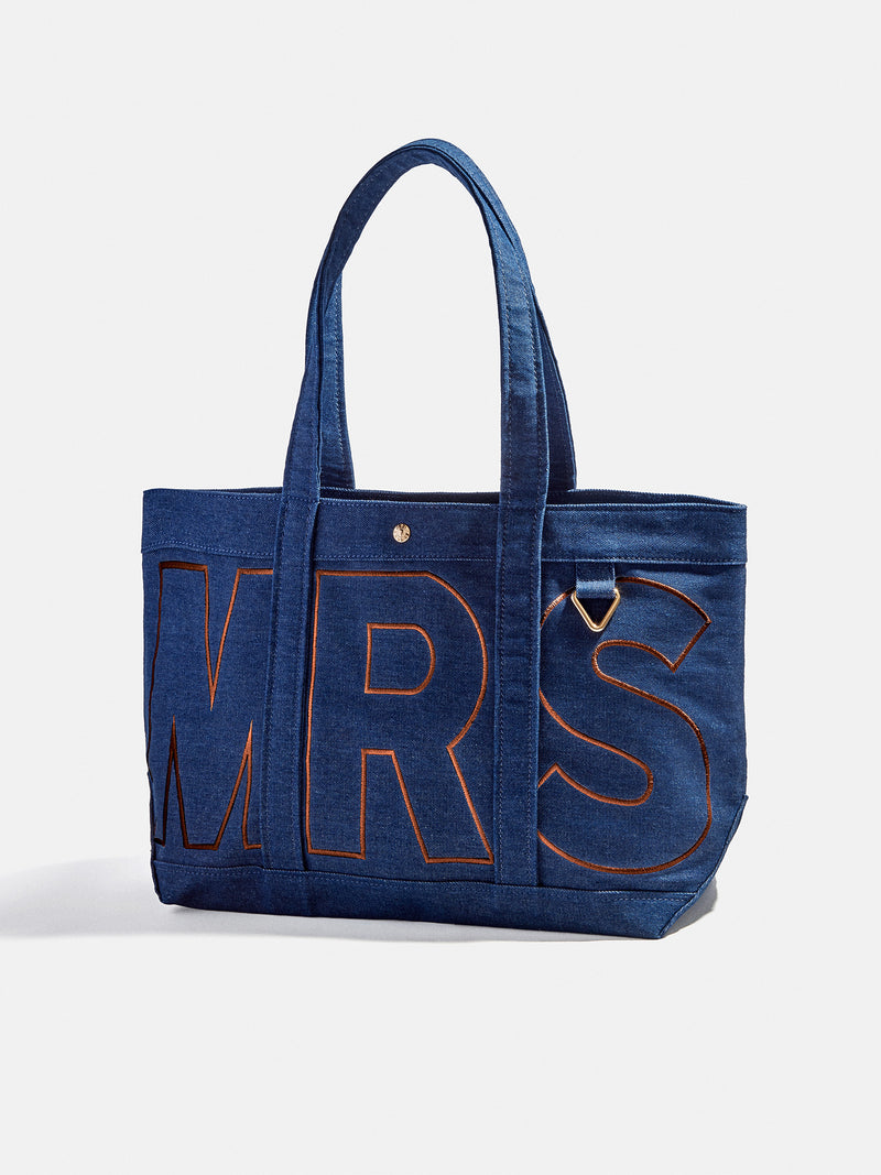 BaubleBar Chocolate Brown - 
    Personalized canvas tote bag with custom embroidered initials 
  
