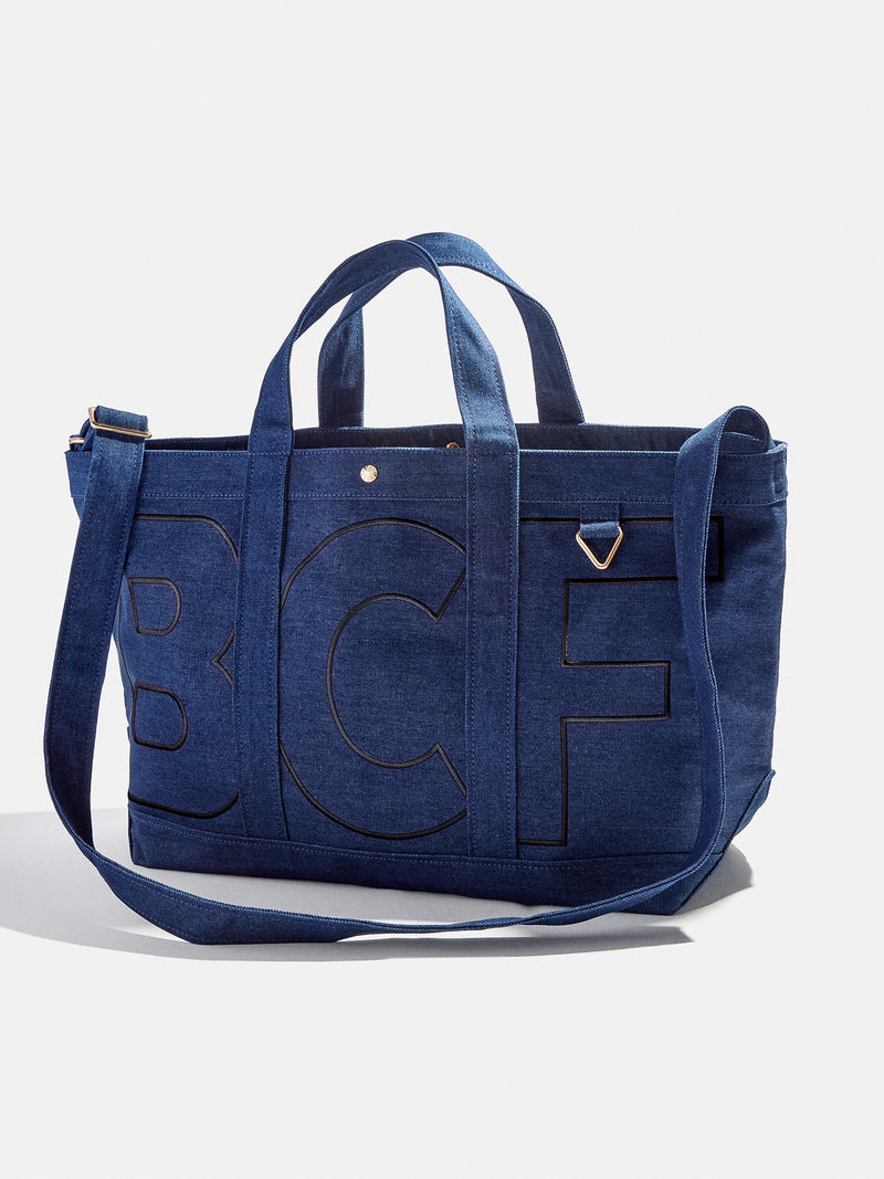 BaubleBar Jet Black - 
    Personalized canvas tote bag with custom embroidered initials 
  
