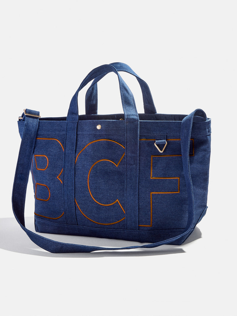 BaubleBar Chocolate Brown - 
    Personalized canvas tote bag with custom embroidered initials 
  
