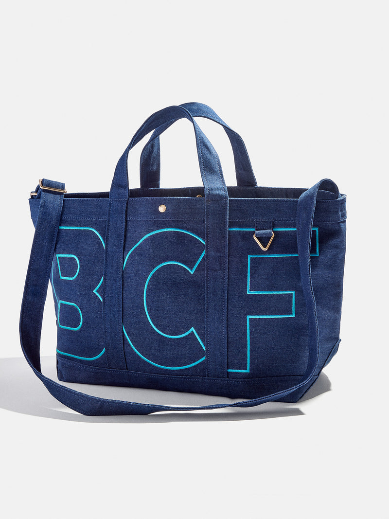 BaubleBar Turquoise - 
    Personalized canvas tote bag with custom embroidered initials 
  
