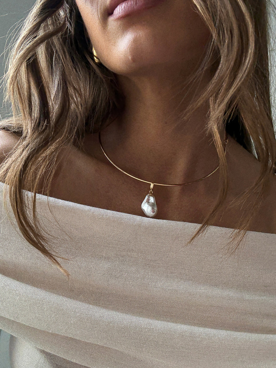 Teagan Pearl Collar Necklace - Gold/Pearl