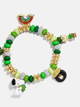 BaubleBar Peanuts St. Patrick’s Day Charm Bracelet - Green/Gold - 
    Green beaded bracelet for stacking
  
