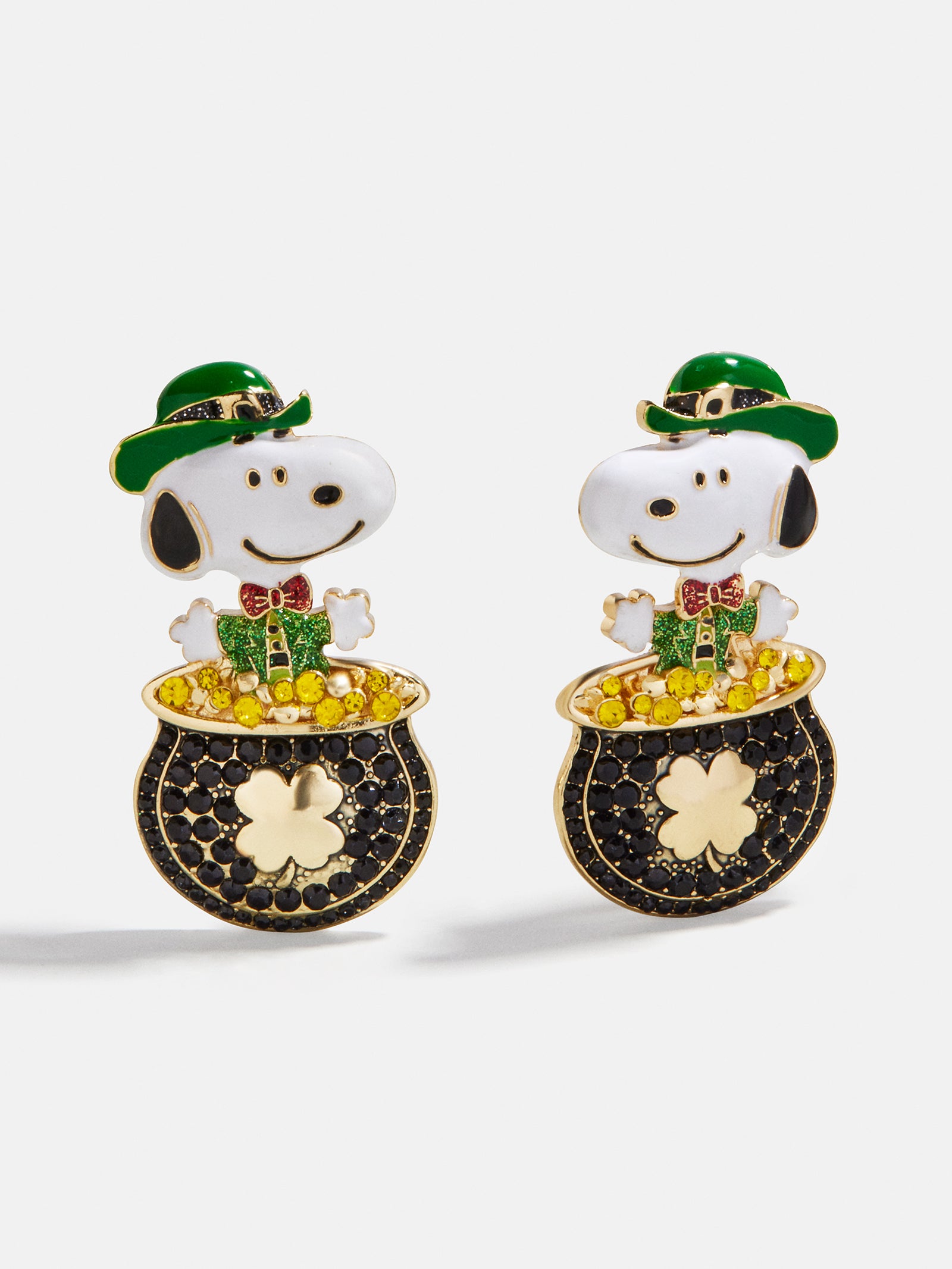 Peanuts Snoopy St. Patrick’s Day Earrings - Gold/Black