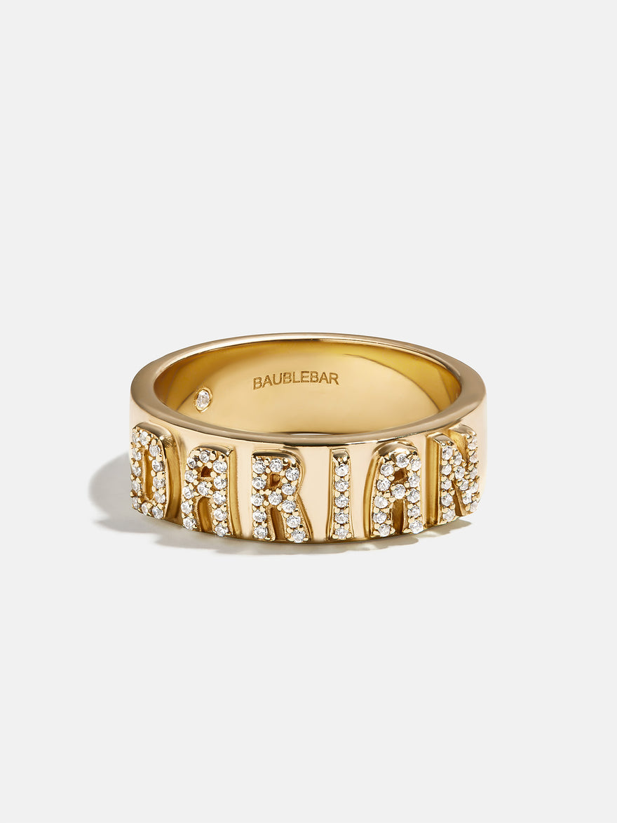 18K Gold Cigar Band Custom Ring - Gold/Pavé
