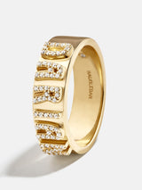 BaubleBar 18K Gold Cigar Band Custom Ring - Gold/Pavé - 
    Made with Love: 15% Off Custom
  
