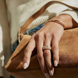 14K Gold Cigar Band Custom Ring - Gold/Pavé