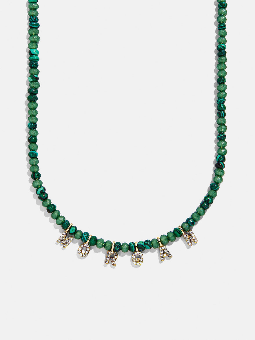 Mini Semi-Precious Pavé Custom Necklace - Malachite