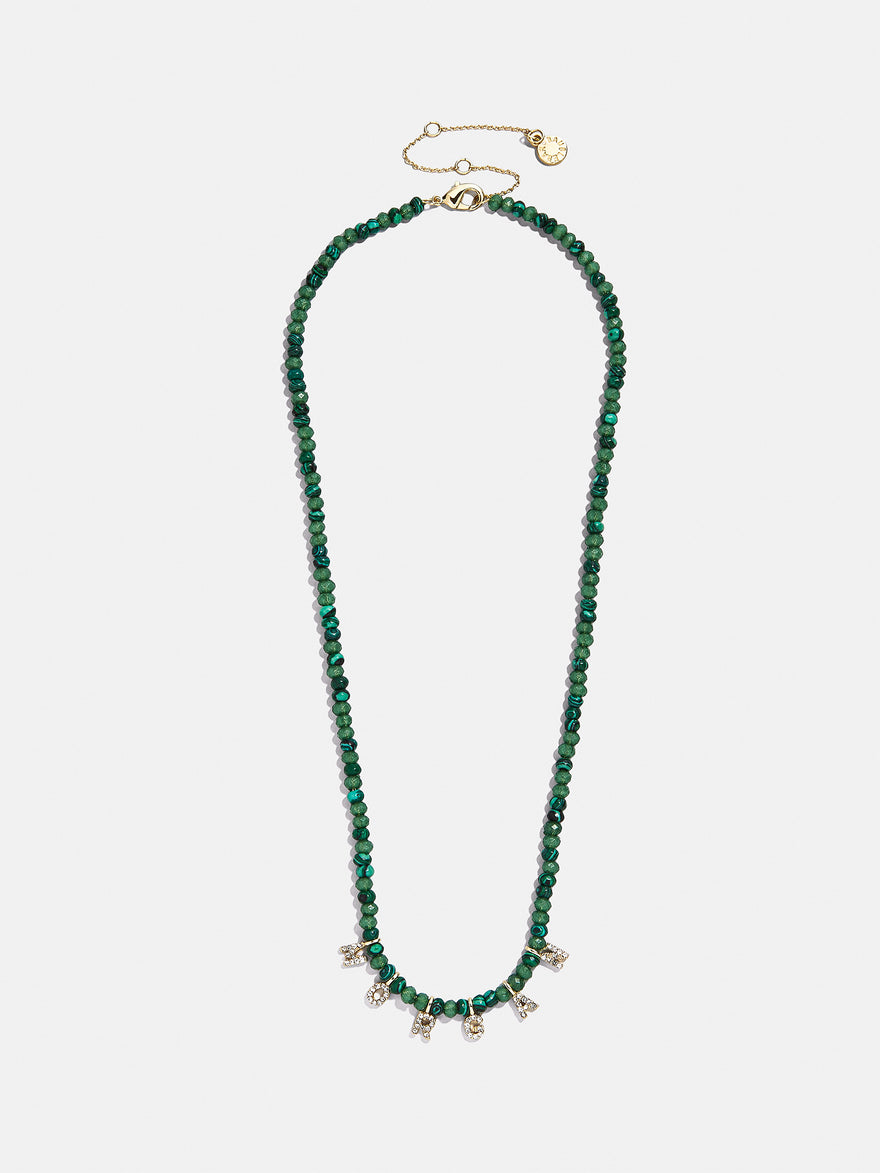 Mini Semi-Precious Pavé Custom Necklace - Malachite