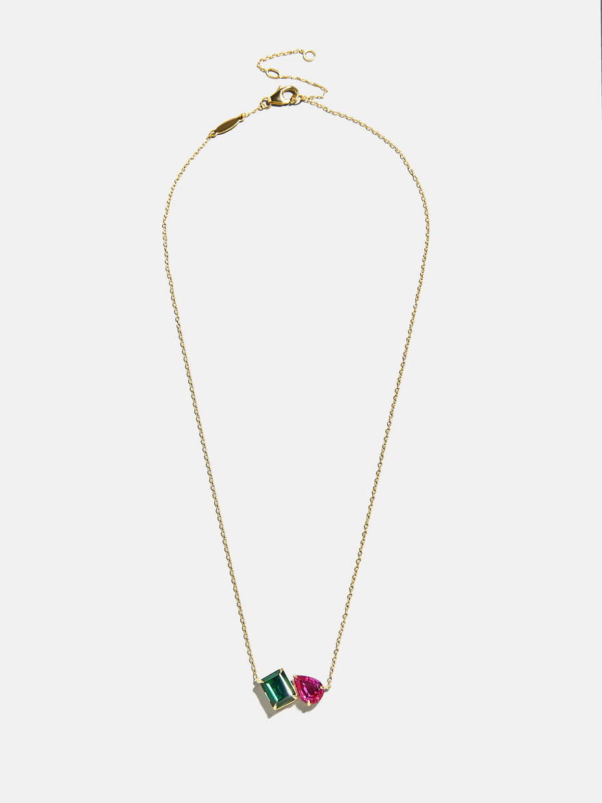 Toi et Moi 18K Gold Custom Birthstone Necklace - Gold