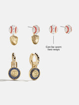 BaubleBar MLB Hoop Earring Set - Chicago Cubs - 
    Two pairs of Chicago Cubs earrings
  
