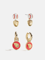 BaubleBar MLB Hoop Earring Set - Cleveland Guardians - 
    Two pairs of Cleveland Guardians earrings
  
