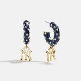 MLB Enamel Hoop Earrings - New York Yankees