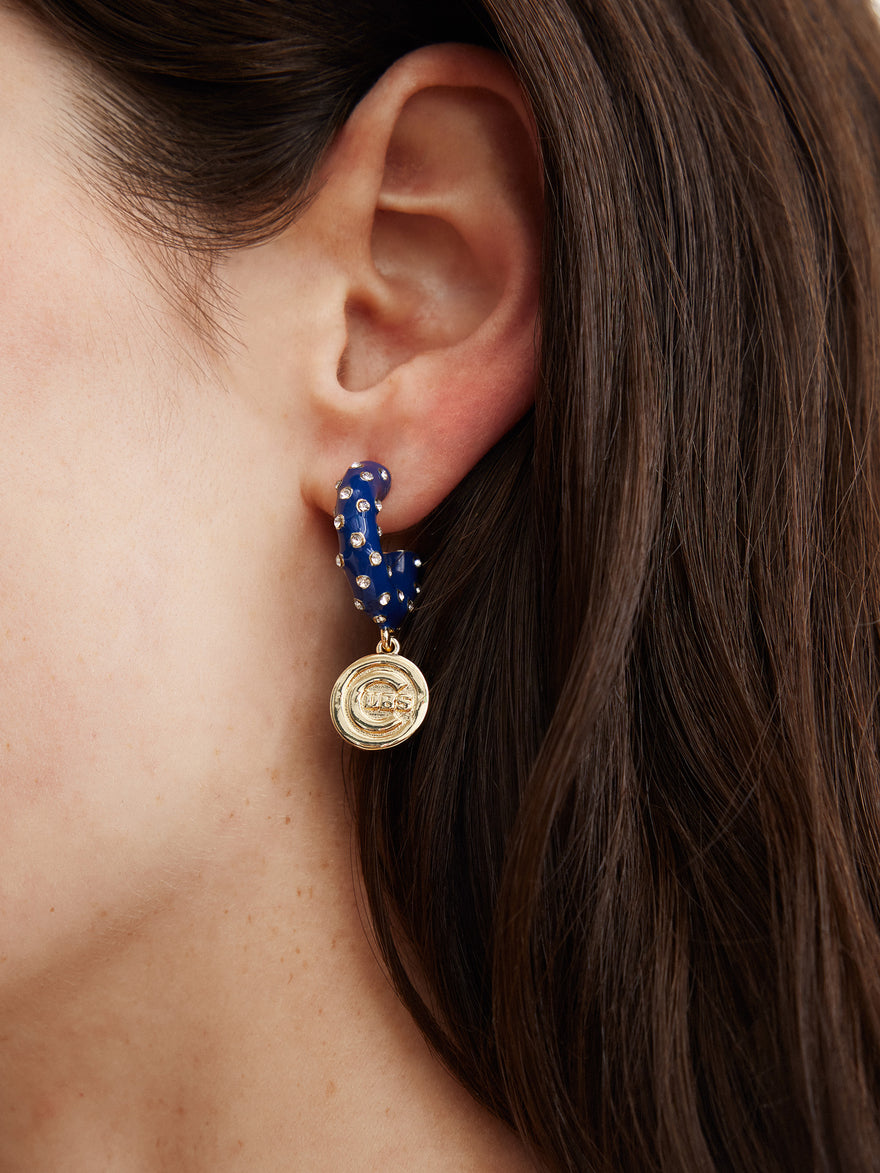MLB Enamel Hoop Earrings - Chicago Cubs